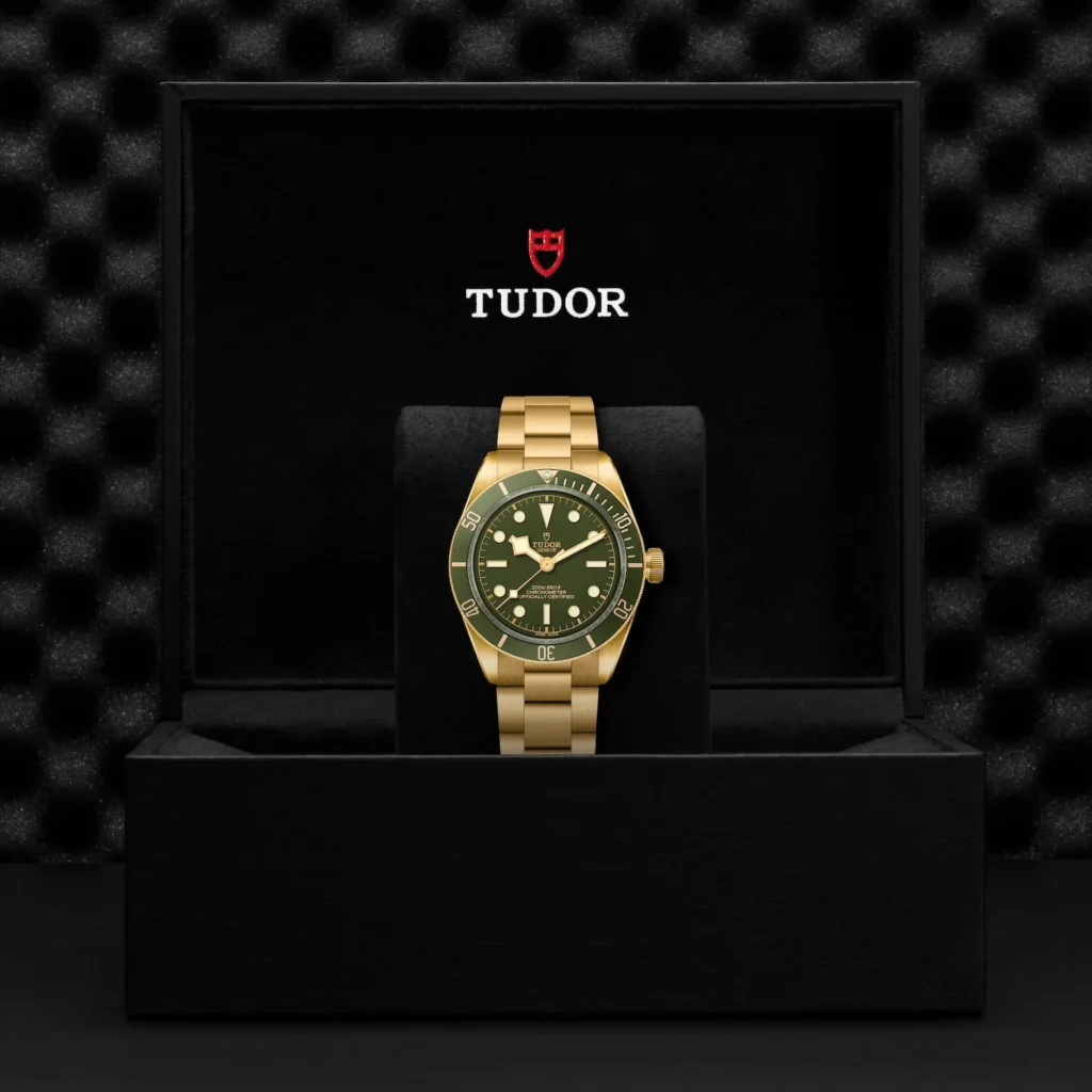【7A Quality】TUDOR Black Bay 58 18K 39mm 18ct Yellow Gold Green Dial Bracelet Watch M79018V-0006