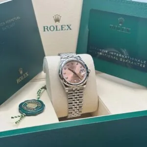 RLX Datejust m278344-0033/0034 Pink Dial 31mm Domed Diamond Oyster Watch