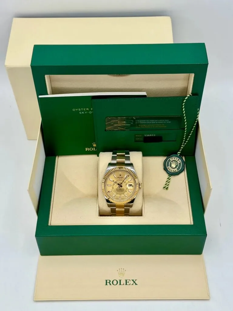RLX Sky-Dweller 42mm 336933-0001/0002 Two-Tone Yellow Gold Champagne Dial Oyster