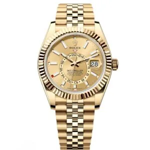 RLX Sky-Dweller 42mm 336938-0001/0004 Yellow Gold Champagne Dial Jubilee