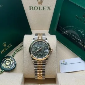 RLX Datejust m278273-0031/0032 31mm Olive Green Floral Motif Dial Stainless Steel and Yellow Gold Oyster Watch
