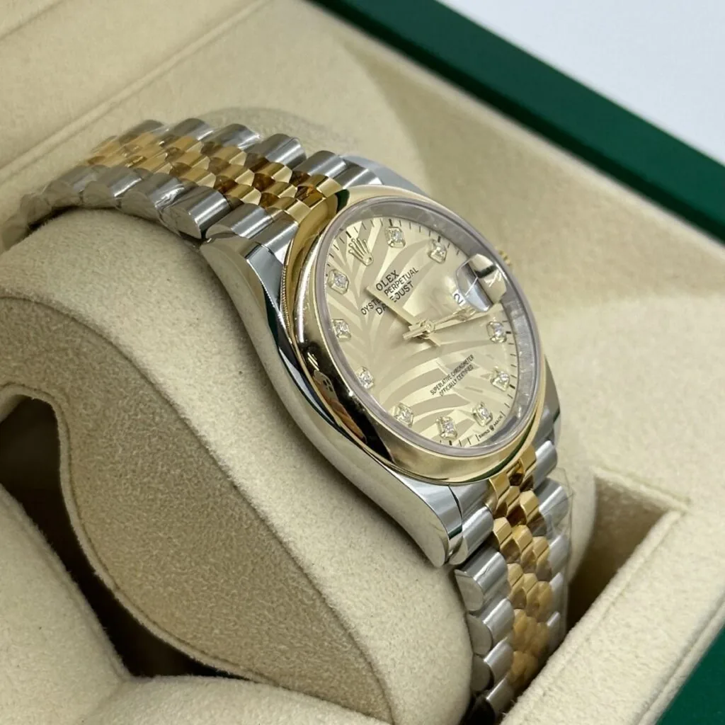 RLX Datejust 36mm 126203 Golden Palm Dial Domed Bezel Oyster Bracelet