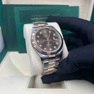 RLX Datejust 41mm 126331 Datejust Chocolate Diamond Oyster Steel and Everose Gold Watch