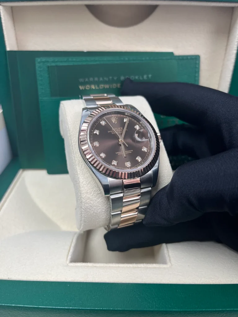 RLX Datejust 41mm 126331 Datejust Chocolate Diamond Oyster Steel and Everose Gold Watch