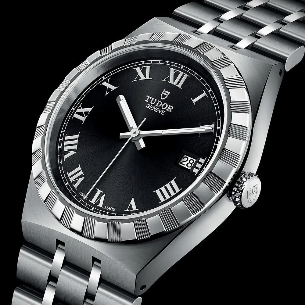 【7A Quality】TUDOR Royal 38mm Black Roman Dial Automatic Bracelet Watch M28500-0003