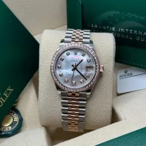 RLX Datejust m278381-0025/0026 Mother-of-Pearl Diamond 31mm Dial Diamond-Set Bezel and Oyster Bracelet Watch