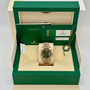 RLX Day-Date "President" 40mm Everose Gold Olive Green Roman Dial - 228235