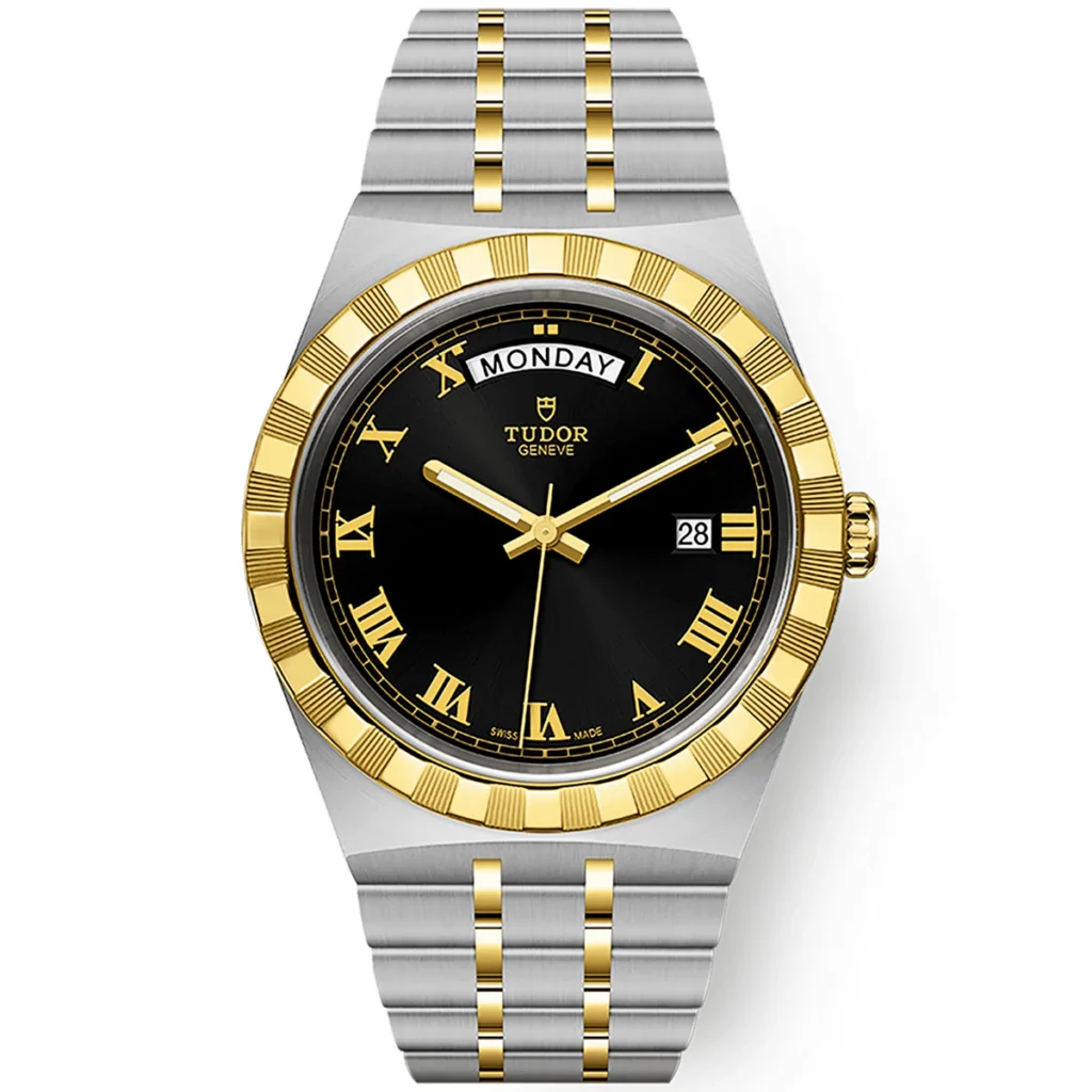 【7A Quality】TUDOR Royal Date/Day 41mm S&G Black Roman Dial Automatic Watch M28603-0003