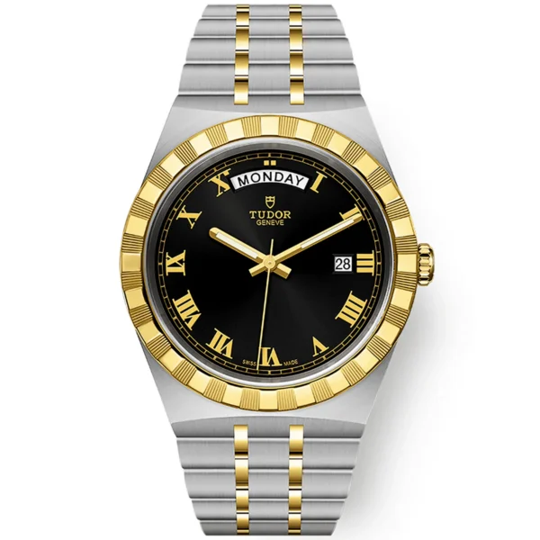 【7A Quality】TUDOR Royal Date/Day 41mm S&G Black Roman Dial Automatic Watch M28603-0003