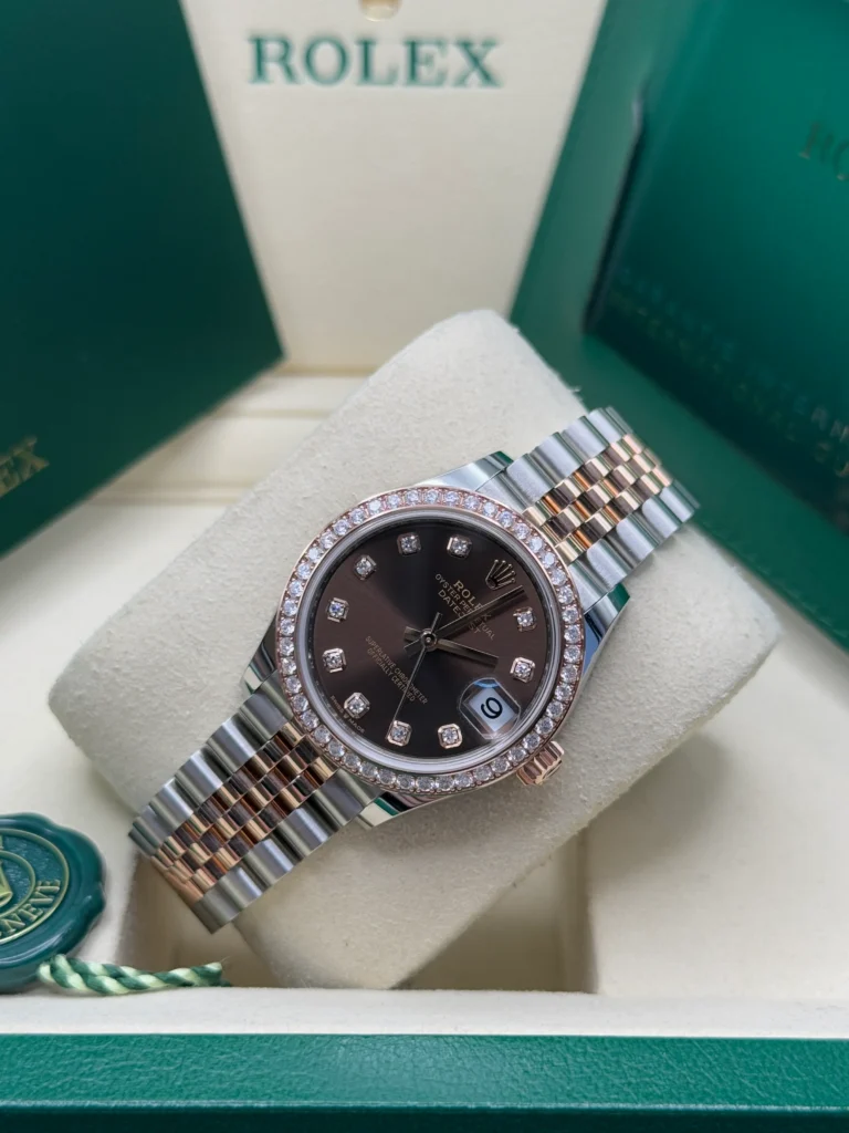RLX Datejust m278381-0027/0028 Chocolate Diamond 31mm Dial Diamond-Set Bezel and Oyster Bracelet Watch