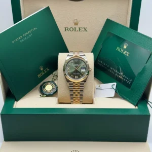 RLX Datejust 36mm 126233 Olive-green Roman Diamond Dial Two-Tone Jubilee Bracelet