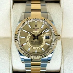 RLX Sky-Dweller 42mm 336933-0001/0002 Two-Tone Yellow Gold Champagne Dial Oyster