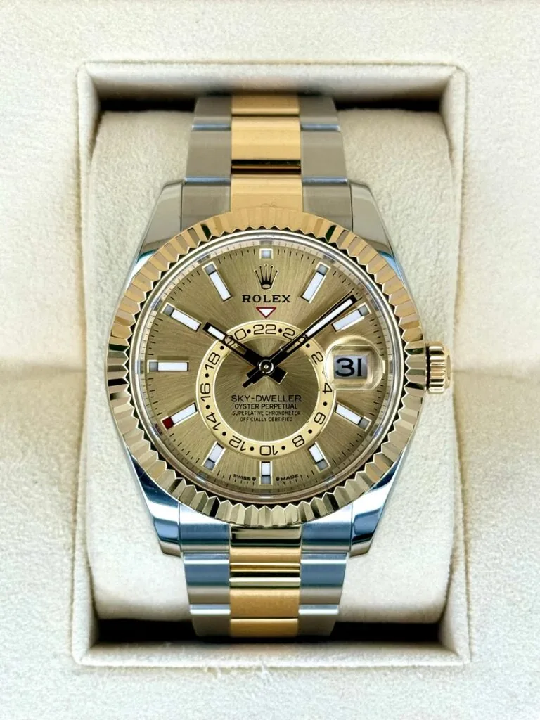 RLX Sky-Dweller 42mm 336933-0001/0002 Two-Tone Yellow Gold Champagne Dial Oyster