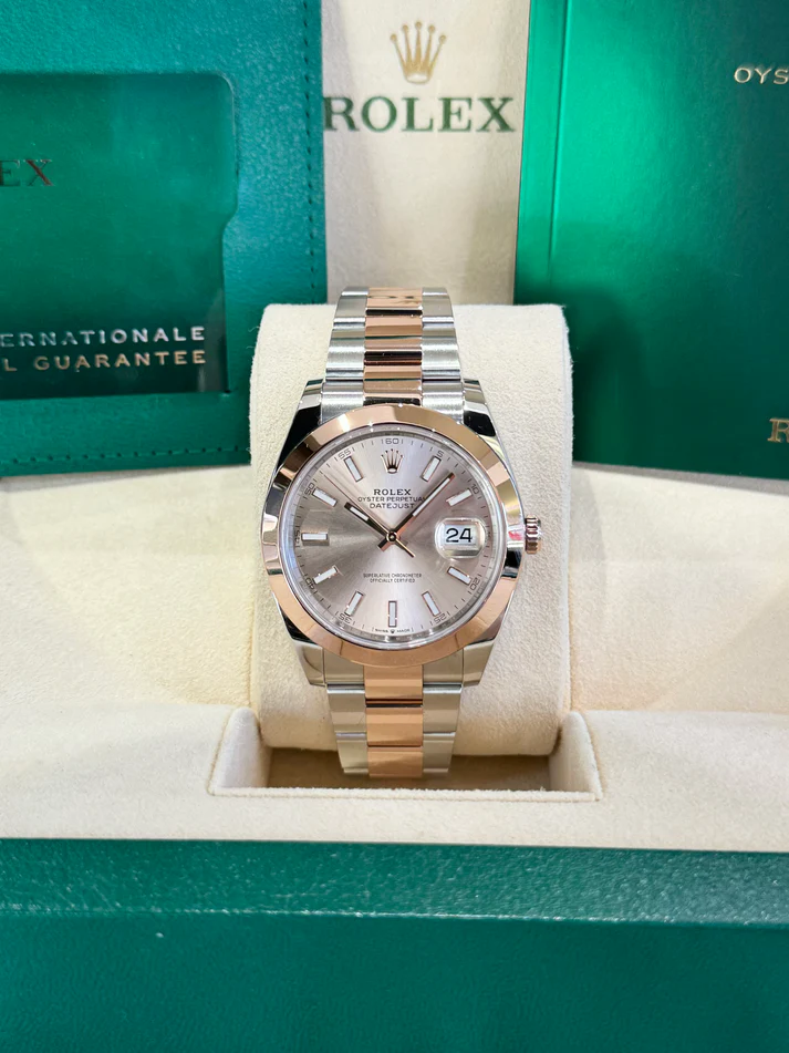 RLX Datejust 41mm 126301 Sundust Index Oyster Steel and Everose Gold Watch
