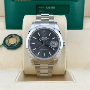 RLX Datejust 41mm 126300 Slate Index Jubilee Stainless Steel Watch