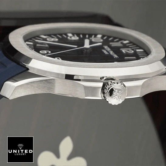 Patek Philippe Aquanaut Blue Dial 5168G-001 Replica side view crown