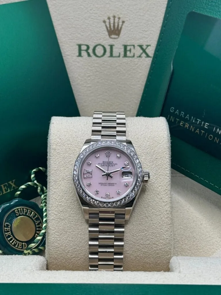 RLX Lady-Datejust 31mm 279139RBR Pink Opal Diamond Dial and Diamond Bezel White Gold Bracelet