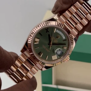 RLX Day-Date "President" 40mm Everose Gold Olive Green Roman Dial - 228235
