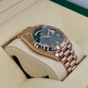 RLX Day-Date "President" 40mm Everose Gold Olive Green Roman Dial - 228235