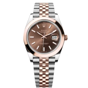 RLX Datejust 41mm 126301 Chocolate Index Oyster Steel and Everose Gold Watch
