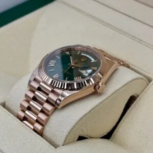 RLX Day-Date "President" 40mm Everose Gold Olive Green Roman Dial - 228235