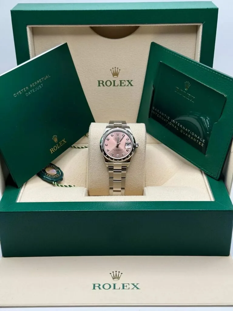 RLX Datejust m278344-0033/0034 Pink Dial 31mm Domed Diamond Oyster Watch