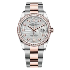 RLX Datejust 36mm 126281 Silver Palm Motif Diamond Dial Oyster Bracelet