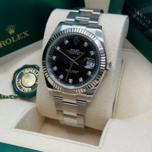 RLX Datejust 41mm 126334 Black Diamond Oyster Stainless Steel Mens Watch