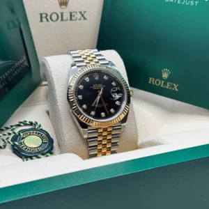 RLX Datejust 41mm 126333 Black Diamond Jubilee Steel and Yellow Gold Men’s Watch