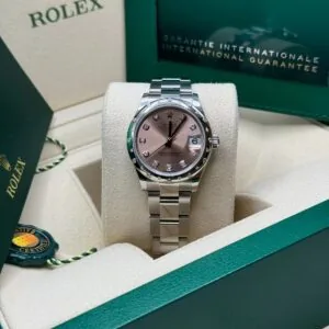 RLX Datejust m278344-0033/0034 Pink Dial 31mm Domed Diamond Oyster Watch