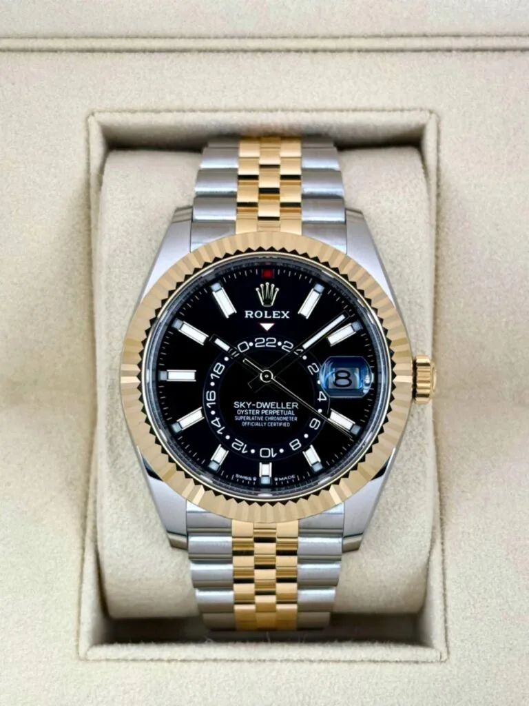 RLX Sky-Dweller 42mm 336933-0003/0004 Two-Tone Yellow Gold Black Dial Jubilee