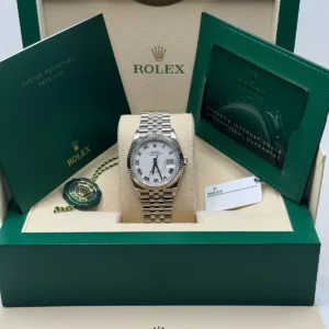 RLX Datejust 41mm Smooth Bezel White Roman Dial Jubilee - 126300