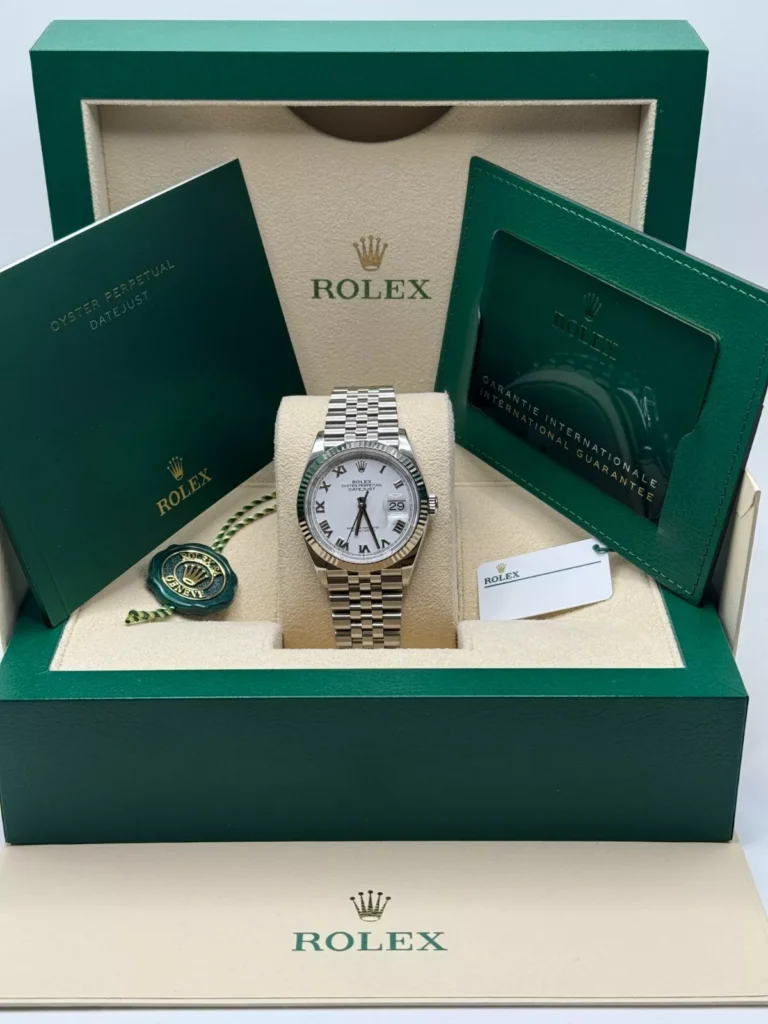 RLX Datejust 41mm Smooth Bezel White Roman Dial Jubilee - 126300