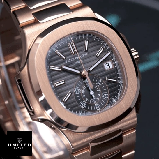 Patek Philippe Black Dial Rose Gold Case Replica front view