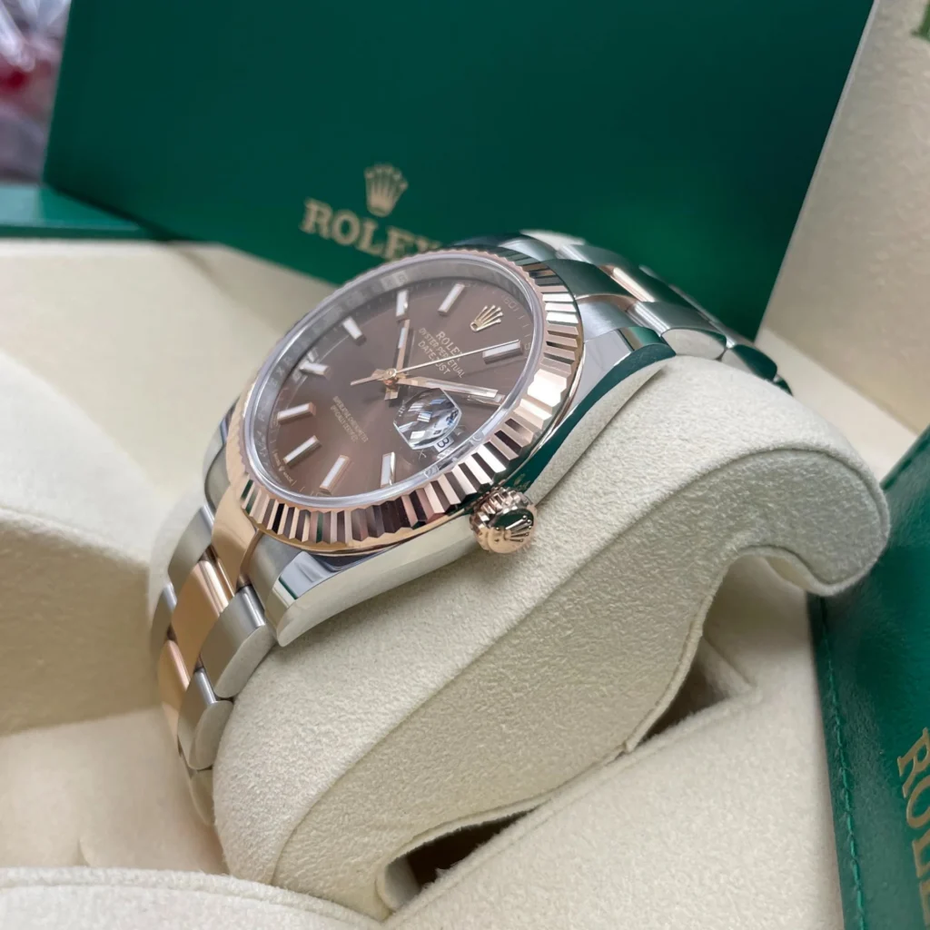 RLX Datejust 41mm 126331 Chocolate Index Jubilee Steel and Everose Gold Watch