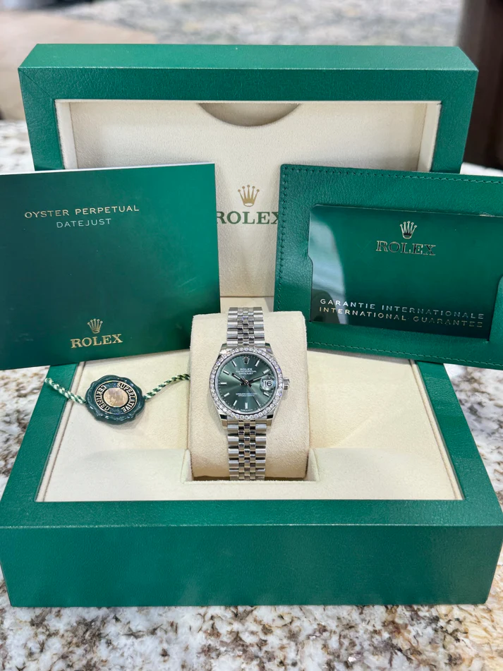 RLX Datejust m278384RBR-0021/0022 Mint Green 31mm Dial Oyster Watch
