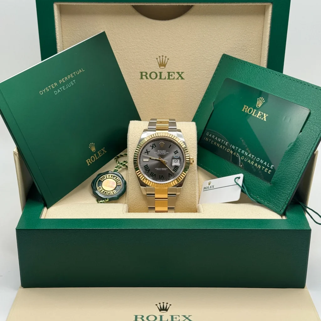 RLX Datejust 41mm 126333 Two-Tone Yellow Gold Fluted Bezel "Wimbledon" Dial Oyster