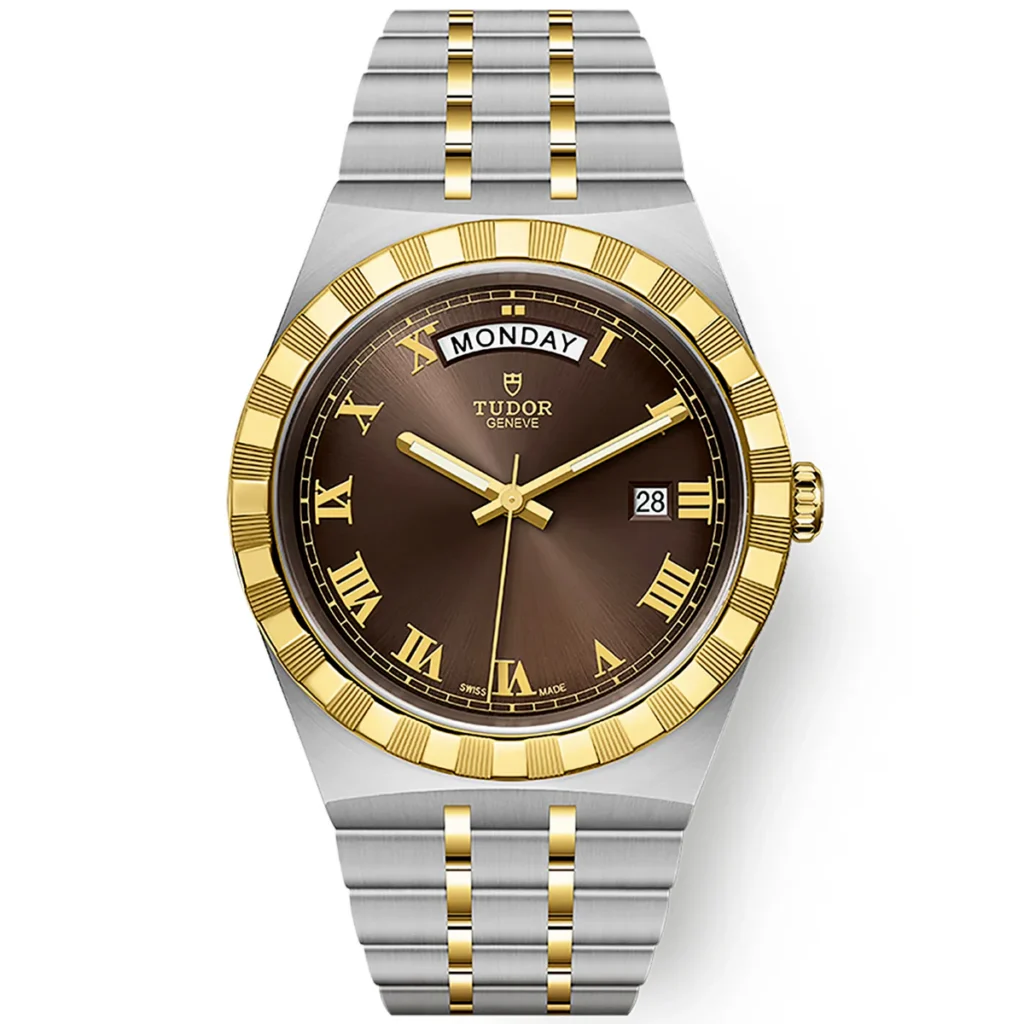 【7A Quality】TUDOR Royal Date/Day 41mm S&G Brown Roman Dial Automatic Watch M28603-0007