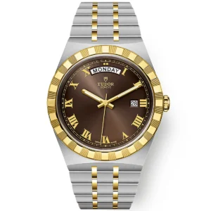 【7A Quality】TUDOR Royal Date/Day 41mm S&G Brown Roman Dial Automatic Watch M28603-0007