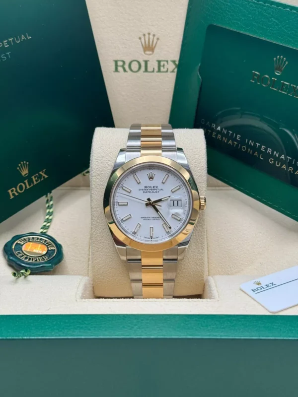 RLX Datejust 41mm 126303 White Index Oyster Steel and Yellow Gold Mens Watch