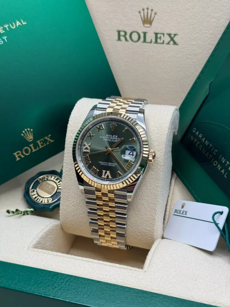 RLX Datejust 36mm 126233 Olive-green Roman Diamond Dial Two-Tone Jubilee Bracelet
