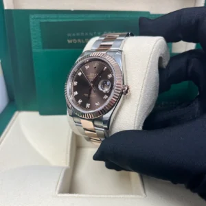 RLX Datejust 41mm 126331 Datejust Chocolate Diamond Oyster Steel and Everose Gold Watch